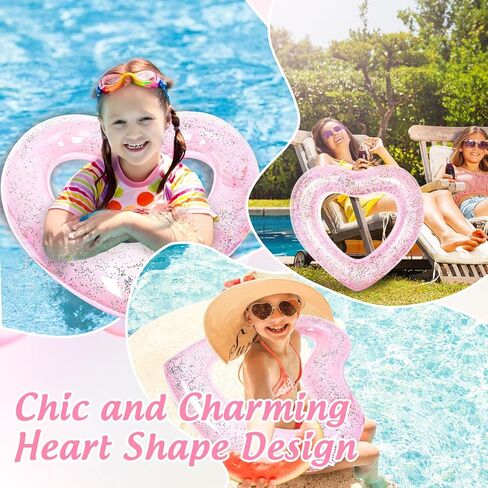 Whaline 3 قطع قابلة للنفخ على شكل قلب لحمام السباحة تطفو على شكل قلب حلقات حمام سباحة تطفو على شكل أنبوب in Kuwait