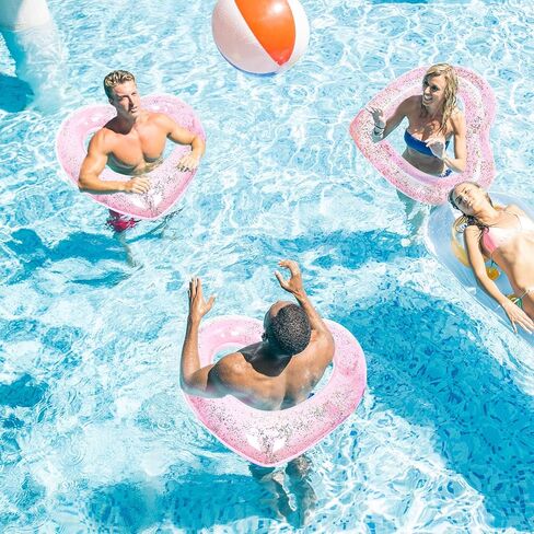 Whaline 3 قطع قابلة للنفخ على شكل قلب لحمام السباحة تطفو على شكل قلب حلقات حمام سباحة تطفو على شكل أنبوب in Kuwait