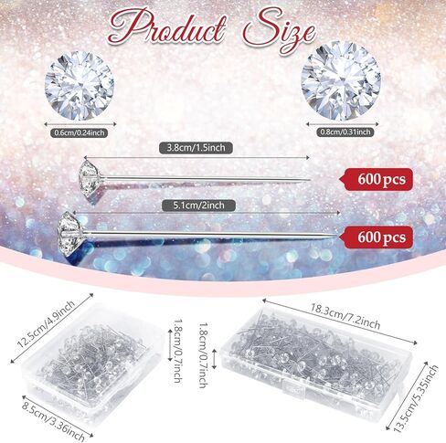 800 جهاز كمبيوتر شخصى باقة الصدار دبابيس 1.5 بوصة و 2 بوصة كريستال الماس دبابيس حجر الراين بروش دبابيس الخياطة المستقيمة لزهرة باقة اكسسوارات الزفاف الزفاف الزهور مجوهرات ديكور الحرفية in Kuwait