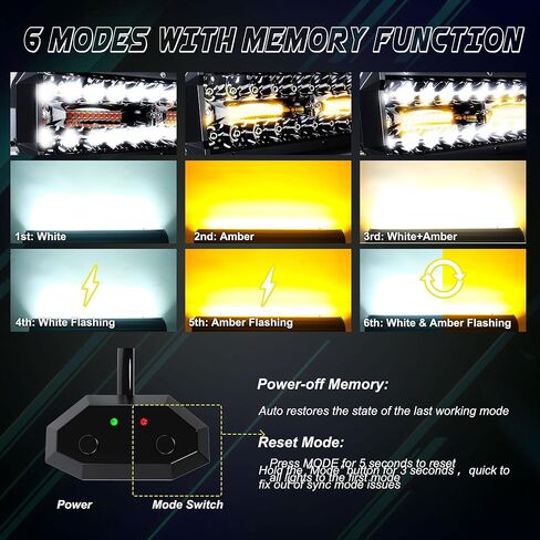 شريط إضاءة LED منحني 32 بوصة 180 وات أبيض/كهرمان ضوء ستروب مع ستة أوضاع قيادة مصابيح الضباب بقعة الفيضانات أضواء مصد كومبو مع مفتاح تسخير الأسلاك لشاحنة الطرق الوعرة 4WD SUV ATV UTV in Kuwait