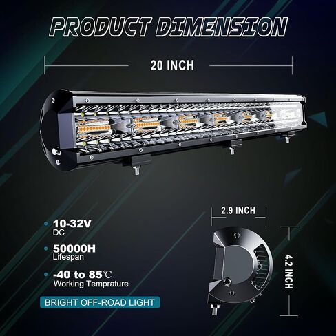 شريط إضاءة LED منحني 32 بوصة 180 وات أبيض/كهرمان ضوء ستروب مع ستة أوضاع قيادة مصابيح الضباب بقعة الفيضانات أضواء مصد كومبو مع مفتاح تسخير الأسلاك لشاحنة الطرق الوعرة 4WD SUV ATV UTV in Kuwait