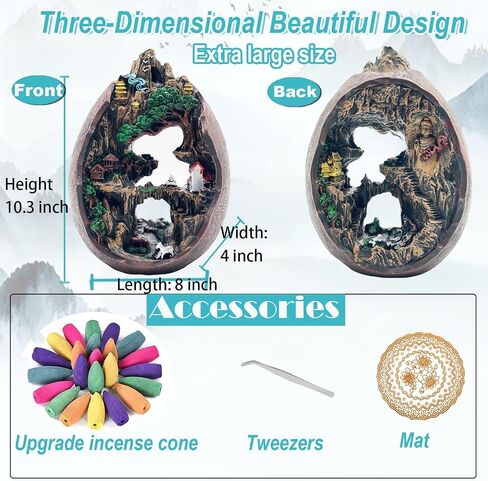 Lotus Hand Backflow Incense Burner,Buddha Waterfall Incense Holder with 50 Backflow Incense Cones + 40 Incense Sticks,Incense Waterfall Fountain for Zen Decor in Kuwait