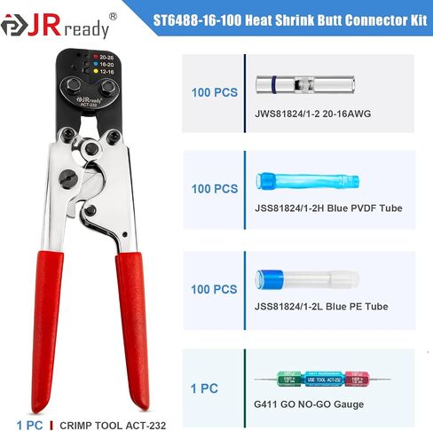 JRready ST6385-16-50 MiniSeal Crimp Splices: 50pcs Blue Butt Splice Connectors 20-16 AWG (M81824/1-2), Wire-to-Wire Splicing with Alternative Temp. PVDF/PE Tubes in Saudi Arabia