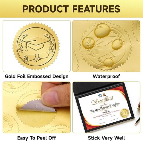 Anwyll Envelope Seals Stickers,Gold Embossed Wax Seal Sticker Looking,300Pcs Wedding Envelope Stickers,Self-Adhesive Gold Foil Stamps Plant floral Sticker for Invitation Card Bridal Shower Party Favor in Kuwait