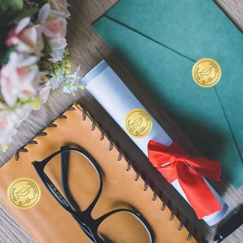 Anwyll Envelope Seals Stickers,Gold Embossed Wax Seal Sticker Looking,300Pcs Wedding Envelope Stickers,Self-Adhesive Gold Foil Stamps Plant floral Sticker for Invitation Card Bridal Shower Party Favor in Kuwait