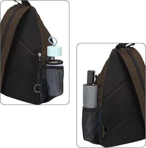 حقيبة ظهر MOSISO Sling للسفر والتنزه سيرًا على الأقدام، حقيبة كروس قابلة للتحويل مع جيب أمامي وحقيبة كتف واحدة على الصدر، باللون الأسود in Kuwait