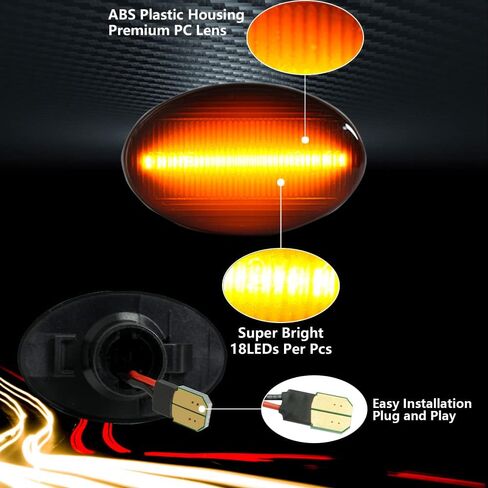 LED Side Marker White Lights Compatible with Ford Mustang 2010 2011 2012 2013 2014 Front Rear Fender Bumper Lamps Pack of 4 Smoked Lens in Kuwait
