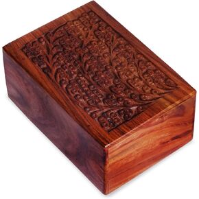 EARTHLY HOME Keepsake Urn for Ashes, Wooden Urn for Human Pet Ash, Funeral Cremation Urn for Ashes Cat Dog Urn, Urns Box for Kids Men Adult, Dog Ashes Urn - Medium (7 X 5 X 3.5 inches), Floral in Kuwait