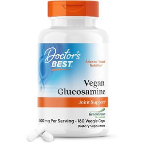 Doctor's Best Vegan Glucosamine Sulfate, Joint Support, Non-GMO, Vegan, Gluten Free, Soy Free, 750 mg 180 Veggie Caps