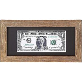 Space Art Deco, Dark Brown Textured Dollar Bill/License Holder Frame In Black Mat, Money/Check Frame Holder, Tempered Glass, Easel Stand for Desk or D-Ring Hangers for Wall Mounting Display(Set of 10) in Kuwait