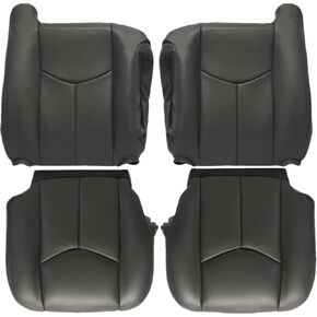 غطاء مقعد بديل للسائق والراكب باللون الرمادي الداكن من Priprilod متوافق مع Chevy Silverado Sierra Tahoe Suburban Avalanche Yukon Yukon XL 2003 2004 2005 2006