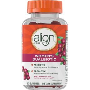 Align Women's Health, Prebiotic + Probiotic, with Cranberry for Feminine Health, Help Nourish & Add Good Bacteria for Digestive Health, 50 Gummies