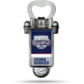 ريكو إندستريز NCAA Connecticut Huskies 2023 مغناطيس فتاحة الزجاجات لأبطال كرة السلة الوطنية للرجال، أبيض
