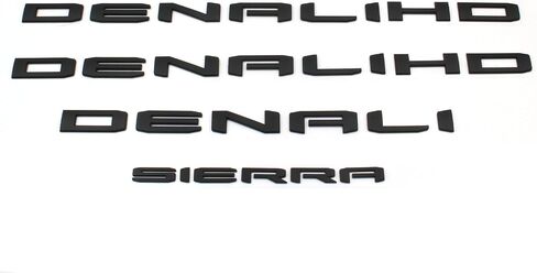 4PCS Gloss Black Door Denali HD Rear Denali Sierra Emblems Letters Compatible with 2019-2024 Sierra 1500 2500hd 3500hd (Denali HD Gloss Black) in Kuwait