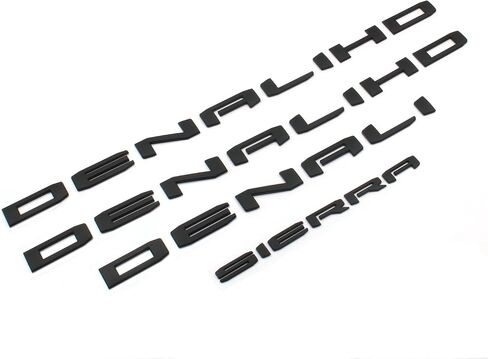 4PCS Gloss Black Door Denali HD Rear Denali Sierra Emblems Letters Compatible with 2019-2024 Sierra 1500 2500hd 3500hd (Denali HD Gloss Black) in Kuwait