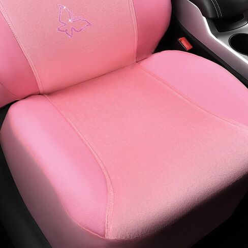 CAR PASS Bling Diamond Butterfly Car Seat Covers, Black Velvet Leather Butterflies Front Seat Covers Set for Women Girl, Rhinestone Butterfly 14.5-15'' Steering Wheel Cover, Glitter Car Interior Sets in Kuwait