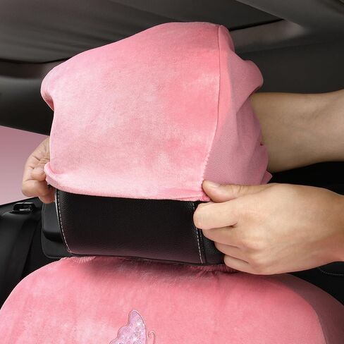 CAR PASS Bling Diamond Butterfly Car Seat Covers, Black Velvet Leather Butterflies Front Seat Covers Set for Women Girl, Rhinestone Butterfly 14.5-15'' Steering Wheel Cover, Glitter Car Interior Sets in Kuwait