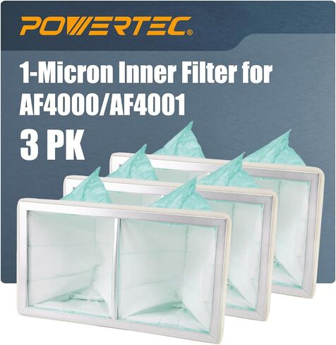 POWERTEC 1 Micron Inner Filters for WEN 3417/ POWERTEC AF1044, AF1045 Air Filtration Systems Woodworking, Replacement for WEN 3415AF1 Woodworking Air Filters, 2 pack (75019-P2) in Saudi Arabia