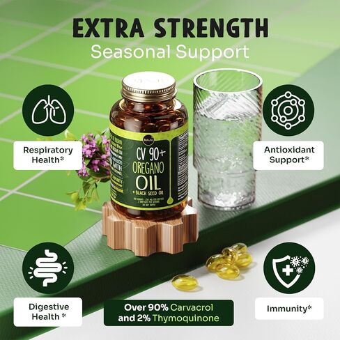 قطرات زيت الأوريجانو من ماجو، قوية 90% + كارفاكرول (1 أونصة سائلة) زيت البحر الأبيض المتوسط ​​العطري من سائل الأوريجانو، أسيت دي أوريجانو، دعم المناعة والموسمي، مقارنة بالمنتجات العضوية in Kuwait