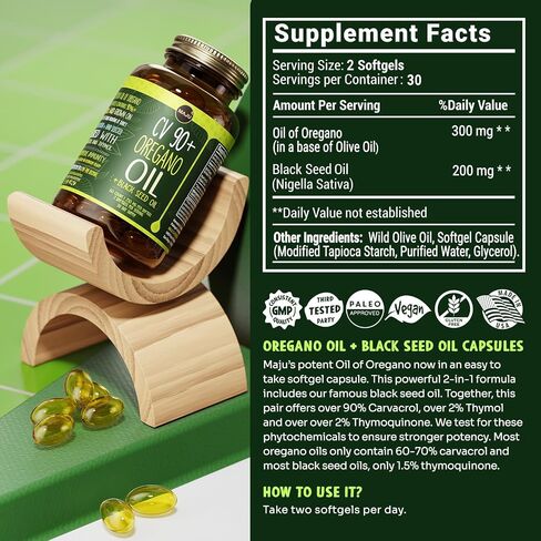 قطرات زيت الأوريجانو من ماجو، قوية 90% + كارفاكرول (1 أونصة سائلة) زيت البحر الأبيض المتوسط ​​العطري من سائل الأوريجانو، أسيت دي أوريجانو، دعم المناعة والموسمي، مقارنة بالمنتجات العضوية in Kuwait