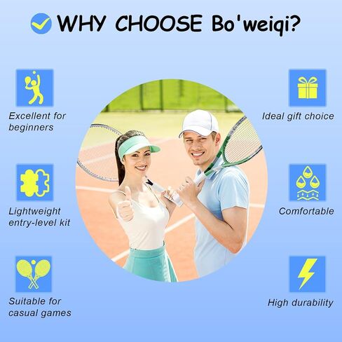 bo'weiqi 27" Recreational Tennis Racket Set 2 Players Lightweight Pre-Strung Tennis Racquets for Beginners, Including 3 Balls, 2 Overgrips, 2 Vibration Dampers and 1 Bag in Saudi Arabia