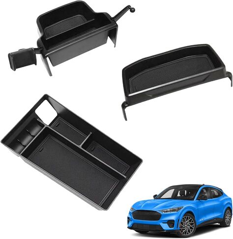 BestEvMod ترقية Gen2 وحدة التحكم المركزية علبة تخزين لوحة القيادة متوافقة مع Mustang Mach E 2021-2025 الملحقات الداخلية شاشة لوحة القيادة منظم خلفي مخصص مناسب للمواد ABS مع زخرفة PVC باللون الأسود in Kuwait