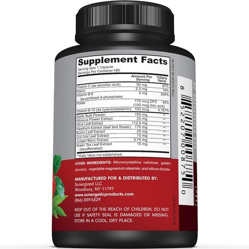 Premium Blood Pressure Support Supplement For Cardiovascular & Heart Health with Garlic, Hawthorn & Hibiscus - 90 Capsules in Saudi Arabia