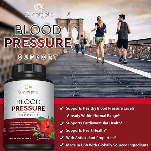 Premium Blood Pressure Support Supplement For Cardiovascular & Heart Health with Garlic, Hawthorn & Hibiscus - 90 Capsules in Saudi Arabia