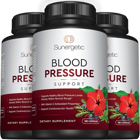 Premium Blood Pressure Support Supplement For Cardiovascular & Heart Health with Garlic, Hawthorn & Hibiscus - 90 Capsules in Saudi Arabia