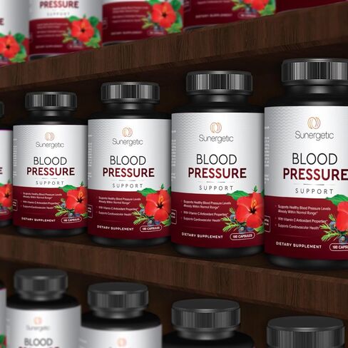 Premium Blood Pressure Support Supplement For Cardiovascular & Heart Health with Garlic, Hawthorn & Hibiscus - 90 Capsules in Saudi Arabia