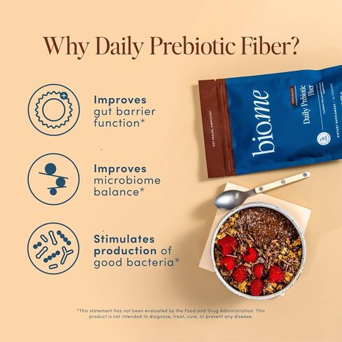 Bio.me Daily Prebiotic Fiber Supplement for Digestive Health and Gut Health - Unflavored Soluble Fiber Powder for Women & Men - Non-GMO, Gluten Free, Sugar Free, Vegan - 30 Servings in Kuwait