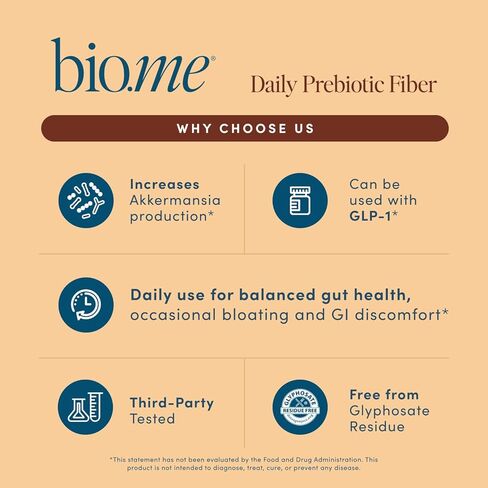 Bio.me Daily Prebiotic Fiber Supplement for Digestive Health and Gut Health - Unflavored Soluble Fiber Powder for Women & Men - Non-GMO, Gluten Free, Sugar Free, Vegan - 30 Servings in Kuwait
