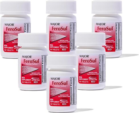 Major FEROSUL 5GR FC RED TABS Ferrous SULFATE-325 MG Red 1000 Tablets UPC 309047590803 in Kuwait