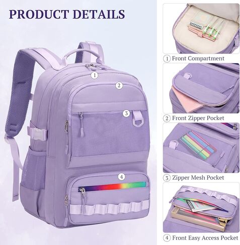 حقيبة ظهر مدرسية كاجوال من Lanola للرجال والنساء والأطفال حقيبة مدرسية للمراهقات حقيبة كتب مدرسية تناسب دفتر ملاحظات مقاس 15.6 بوصة - أسود in Kuwait