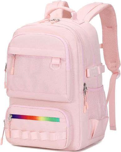 حقيبة ظهر مدرسية كاجوال من Lanola للرجال والنساء والأطفال حقيبة مدرسية للمراهقات حقيبة كتب مدرسية تناسب دفتر ملاحظات مقاس 15.6 بوصة - أسود in Kuwait