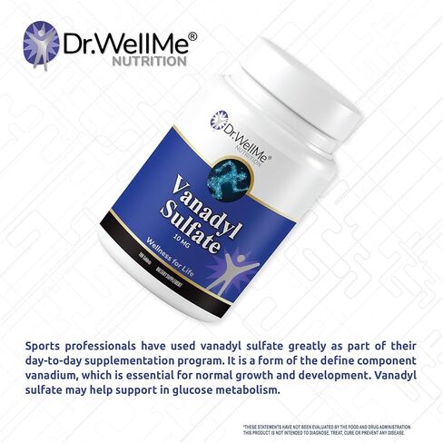 Dr.WellMe Nutrition Vanadyl Sulfate Supplement 10 mg, Maintains Healthy Blood Sugar Level, 100 Tablets in Saudi Arabia