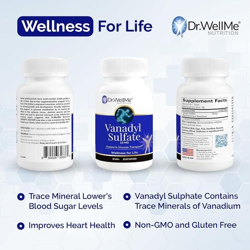 Dr.WellMe Nutrition Vanadyl Sulfate Supplement 10 mg, Maintains Healthy Blood Sugar Level, 100 Tablets in Saudi Arabia