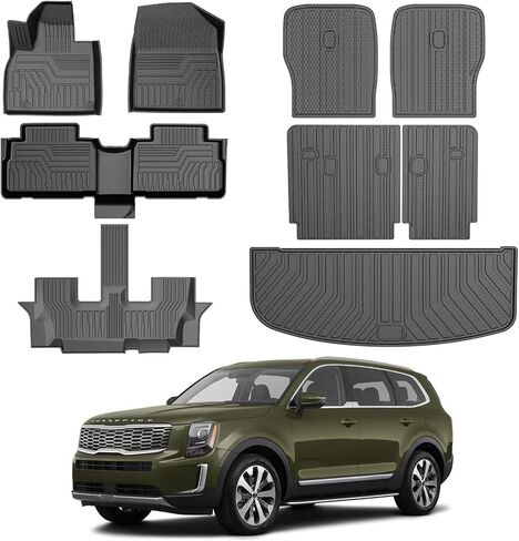 سجادات أرضية Mixsuper Cargo Liner لسيارة Subaru Ascent 2019-2024، لـ 7 مقاعد، مع مقاعد دلو الصف الثاني، سجادة صندوق السيارة لجميع الأحوال الجوية وبطانات أرضية 3 صفوف باللون الأسود in Kuwait