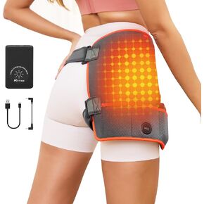 Hip Heating Pad for Hip Support Brace,Cordless Heated Hip Wrap with 10000mAh Battery and 3 Heating Modes for Lower Back,Thigh/Legs,Buttock,Portable Electric Heat Pad for Women Men