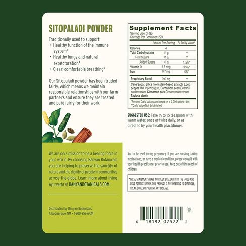 Banyan Botanicals Sitopaladi Churna Powder – Traditional Ayurvedic Respiratory Support Formula for Immune Support & Lung Health* – Spice Jar – Non-GMO Sustainably Sourced Vegan in Saudi Arabia