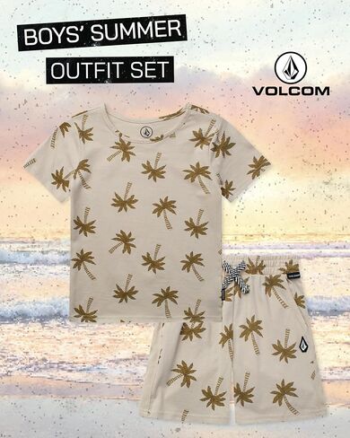 Volcom Toddler Baby Boy Shorts Set - 2 Piece Short Sleeve Graphic Tees and Shorts Infant Toddler Little Boys Summer Outfits in Saudi Arabia