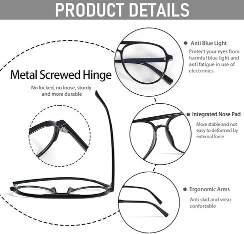 DXYXYO 3 Pack Oversized Retro Aviator Reading Glasses for Women, Mens Big Lightweight Blue Light Blocking Computer Readers in Kuwait