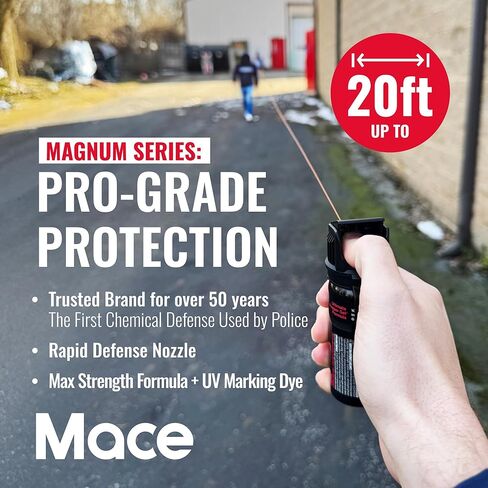 جل الفلفل من العلامة التجارية Mace، Magnum 3، Magnum 4، Magnum 9، أو Night Defender مع ضوء LED، أسود in Kuwait