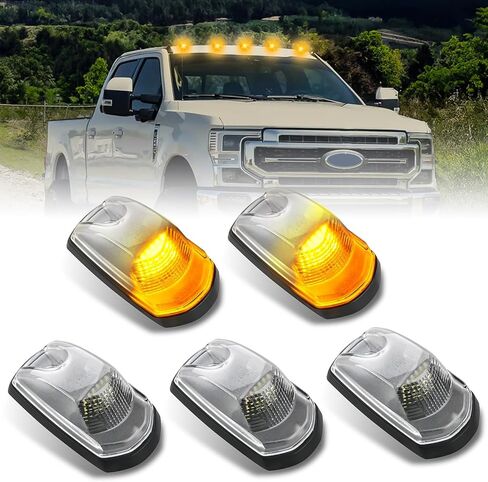 Bestiew Clear Lens LED Cab Roof Marker Lights Top Clearance Running Lamps for 2017 2018 2019 2020 2021 2022 2023 2024 Ford F250 F350 F450 F550 Super Duty,Pack of 5 (White) in Kuwait
