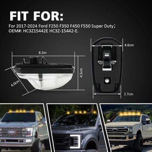 Bestiew Clear Lens LED Cab Roof Marker Lights Top Clearance Running Lamps for 2017 2018 2019 2020 2021 2022 2023 2024 Ford F250 F350 F450 F550 Super Duty,Pack of 5 (White) in Kuwait