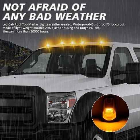 Bestiew Clear Lens LED Cab Roof Marker Lights Top Clearance Running Lamps for 2017 2018 2019 2020 2021 2022 2023 2024 Ford F250 F350 F450 F550 Super Duty,Pack of 5 (White) in Kuwait