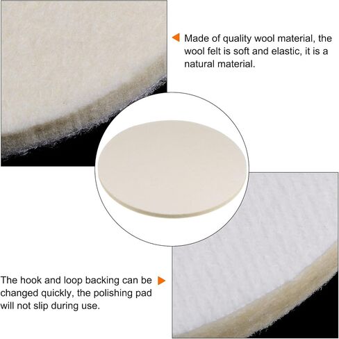 HARFINGTON 20pcs Wool Felt Polishing Pads, 2 Inch Buffing Wheel Polish Pad Flocking Hook & Loop Back for Car Glass Plastic Metal Stone in Saudi Arabia