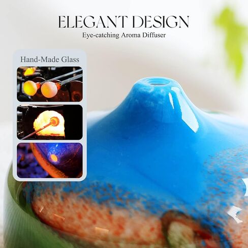 Porseme 500ml Essential Oil Diffuser 3D Glass Aromatherapy Ultrasonic Humidifier - Auto Shut-Off, Timer Setting, BPA Free for Home Hotel Yoga Gift in Kuwait