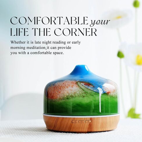 Porseme 500ml Essential Oil Diffuser 3D Glass Aromatherapy Ultrasonic Humidifier - Auto Shut-Off, Timer Setting, BPA Free for Home Hotel Yoga Gift in Kuwait