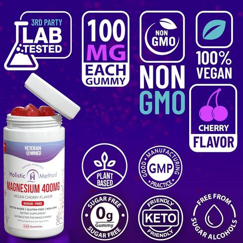 Magnesium Citrate Gummies - Sugar-Free, Vegan and Non-GMO for Better Sleep and Relaxation - No Sugar Alcohol - Magnesium Supplement for Adults, Teens and Kids - Mixed Berry - 240 Chews in Saudi Arabia